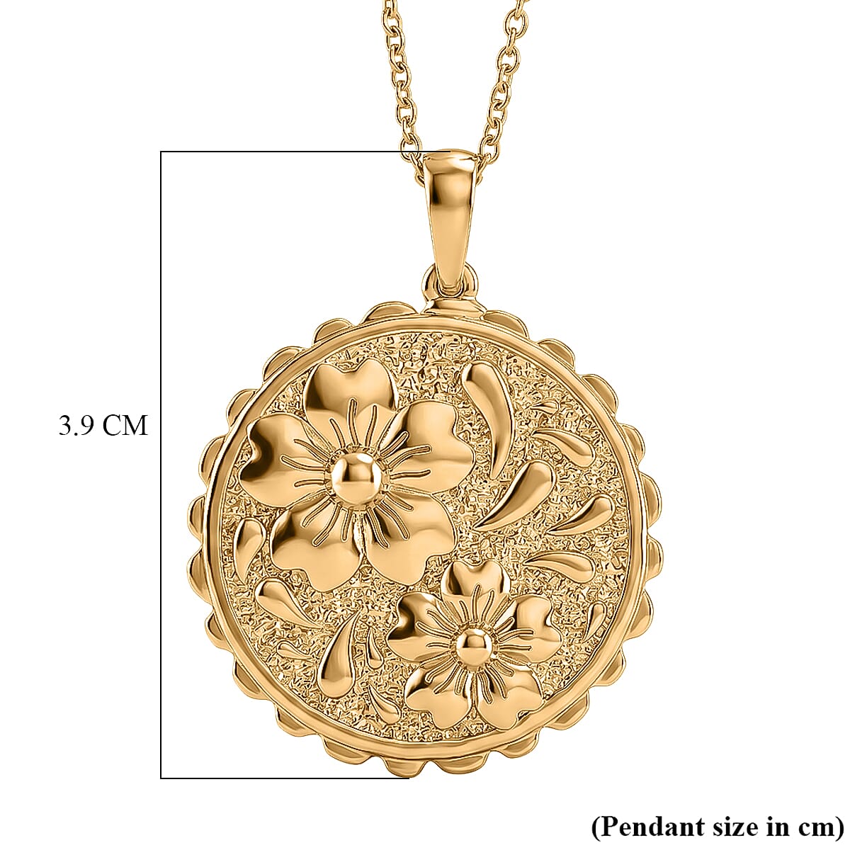 EverTrue Bronzella Collection - Floral Pendant with Chain (Size 20) in 18K Gold Plating
