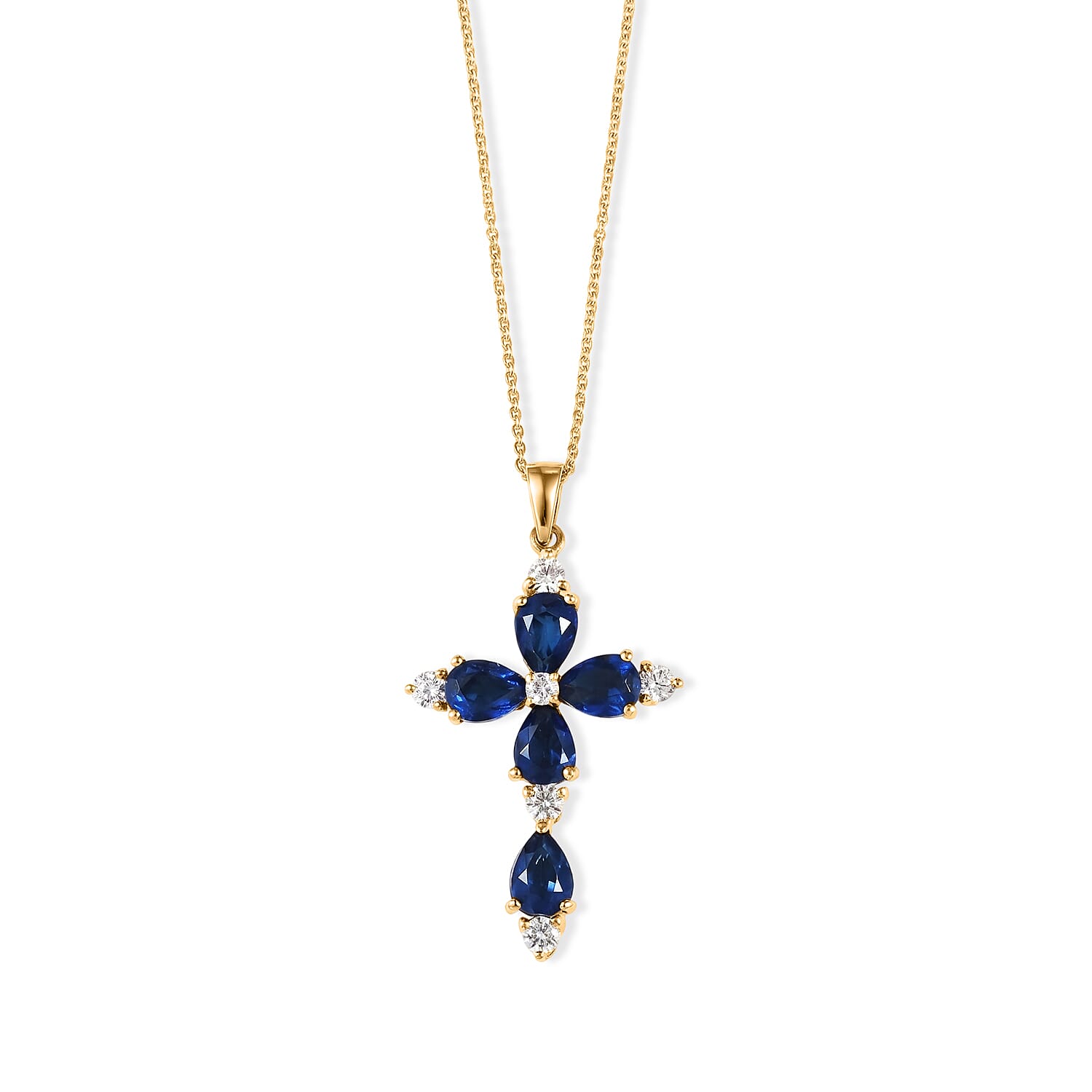 D'Joy - Ceylon Color Quartz & White Zircon Pendant with Chain (Size 20) in Yellow Gold Plated Sterling Silver 5.00 Ct.