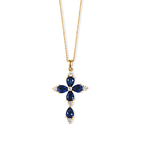 D'Joy - Ceylon Color Quartz & White Zircon Pendant with Chain (Size 20) in Yellow Gold Plated Sterling Silver 5.00 Ct.