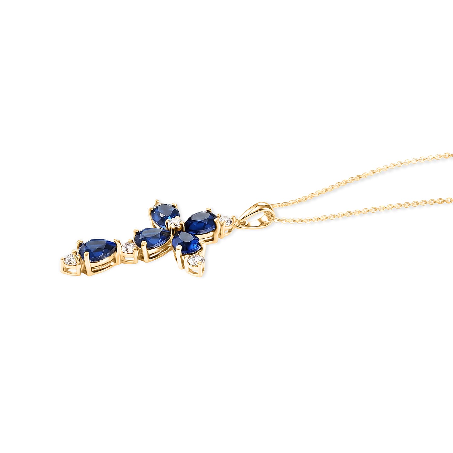 D'Joy - Ceylon Color Quartz & White Zircon Pendant with Chain (Size 20) in Yellow Gold Plated Sterling Silver 5.00 Ct.