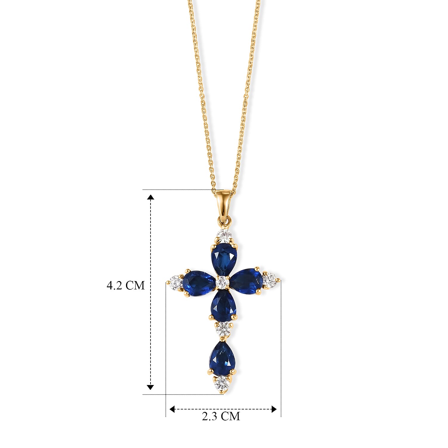 D'Joy - Ceylon Color Quartz & White Zircon Pendant with Chain (Size 20) in Yellow Gold Plated Sterling Silver 5.00 Ct.
