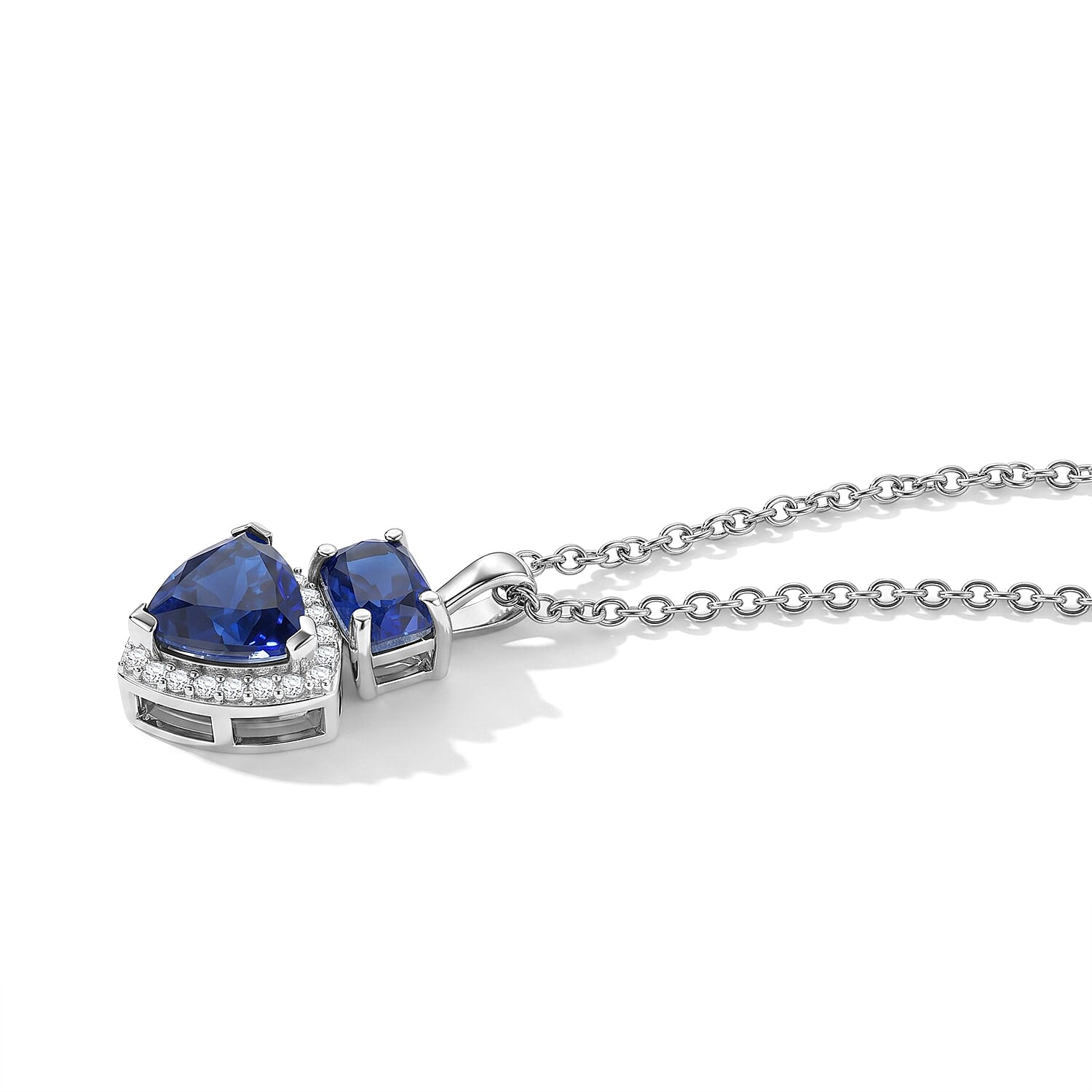 D'Joy - Ceylon Color Quartz & White Zircon Pendant with Chain (Size 20) in Platinum Overlay Sterling Silver 3.20 Ct.