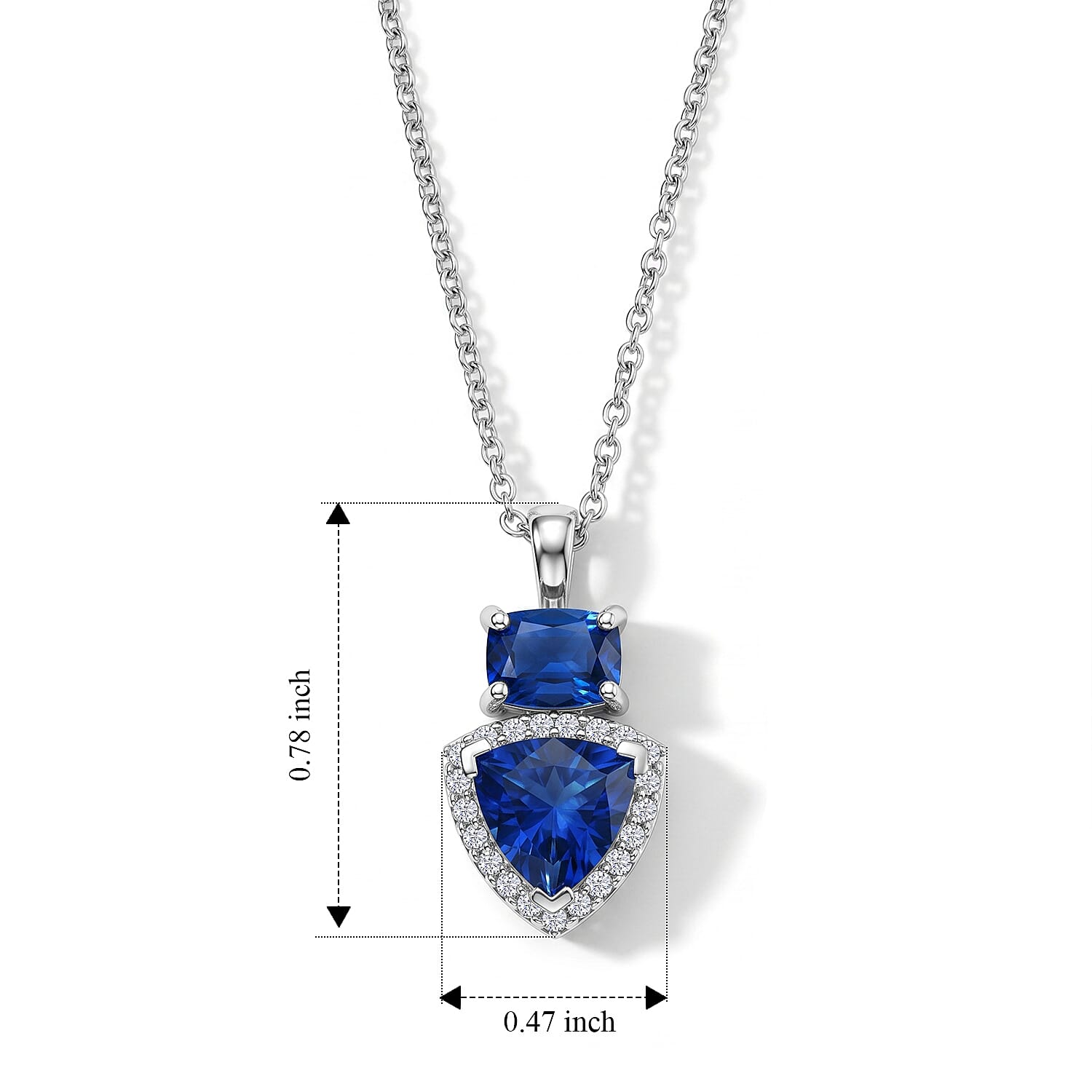 D'Joy - Ceylon Color Quartz & White Zircon Pendant with Chain (Size 20) in Platinum Overlay Sterling Silver 3.20 Ct.