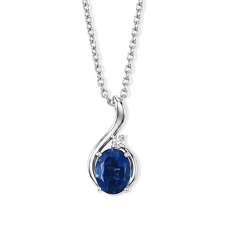 D'Joy - Ceylon Color Quartz & Moissanite Pendant with Chain (Size 20) in Platinum Overlay Sterling Silver 2.13 Ct.