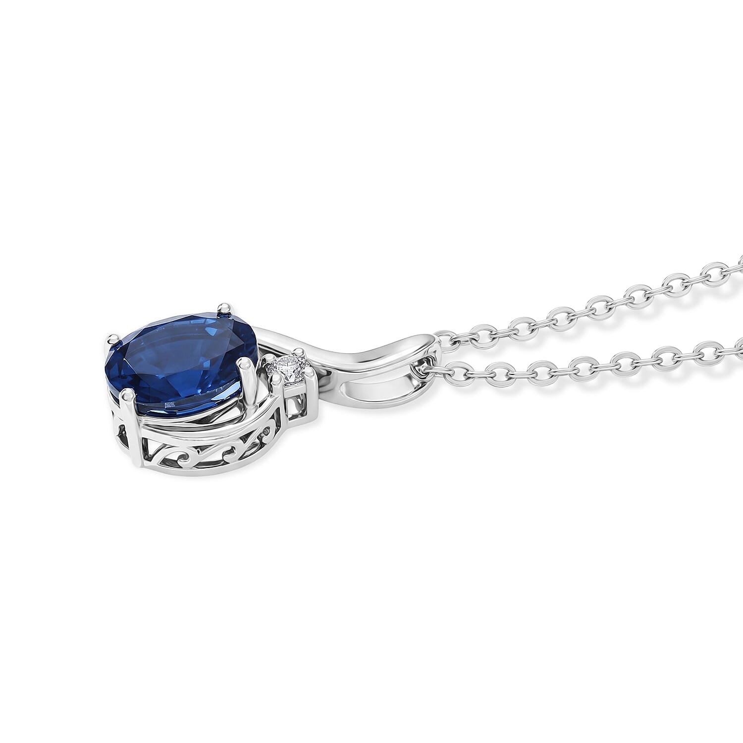 D'Joy - Ceylon Color Quartz & Moissanite Pendant with Chain (Size 20) in Platinum Overlay Sterling Silver 2.13 Ct.