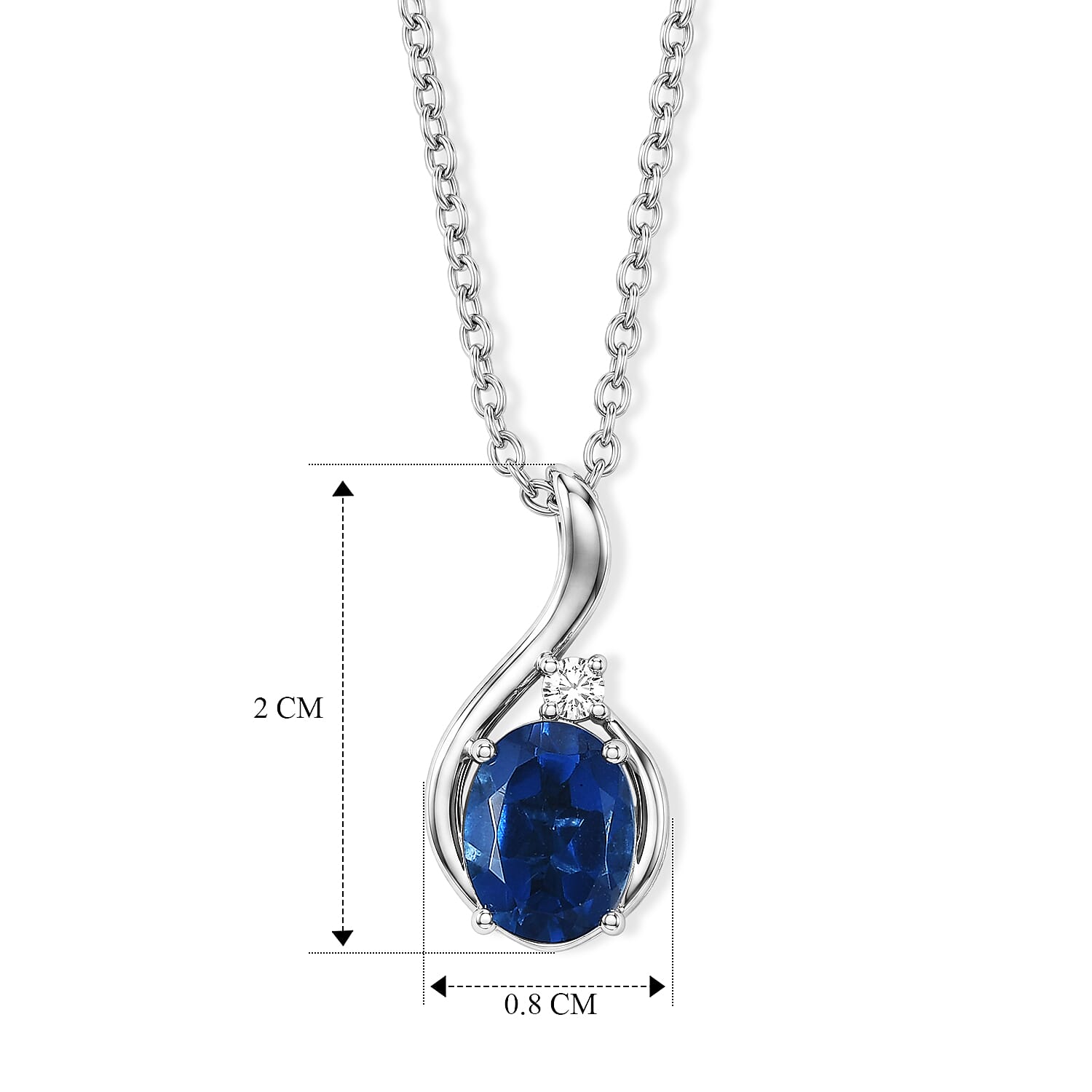 D'Joy - Ceylon Color Quartz & Moissanite Pendant with Chain (Size 20) in Platinum Overlay Sterling Silver 2.13 Ct.