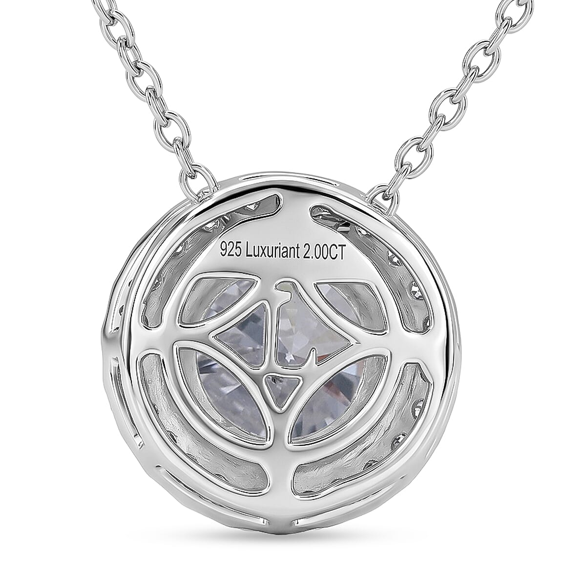 Luxuriant - Lab Grown Diamond (SI-G-H) Halo Pendant with Chain (Size 18-2 Ext) in Rhodium Overlay Sterling Silver 2.00 Ct.