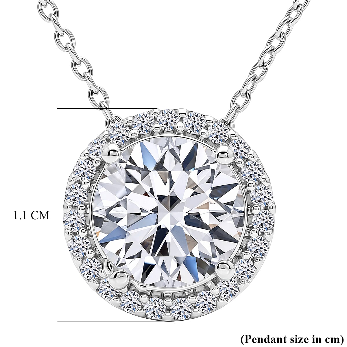 Luxuriant - Lab Grown Diamond (SI-G-H) Halo Pendant with Chain (Size 18-2 Ext) in Rhodium Overlay Sterling Silver 2.00 Ct.