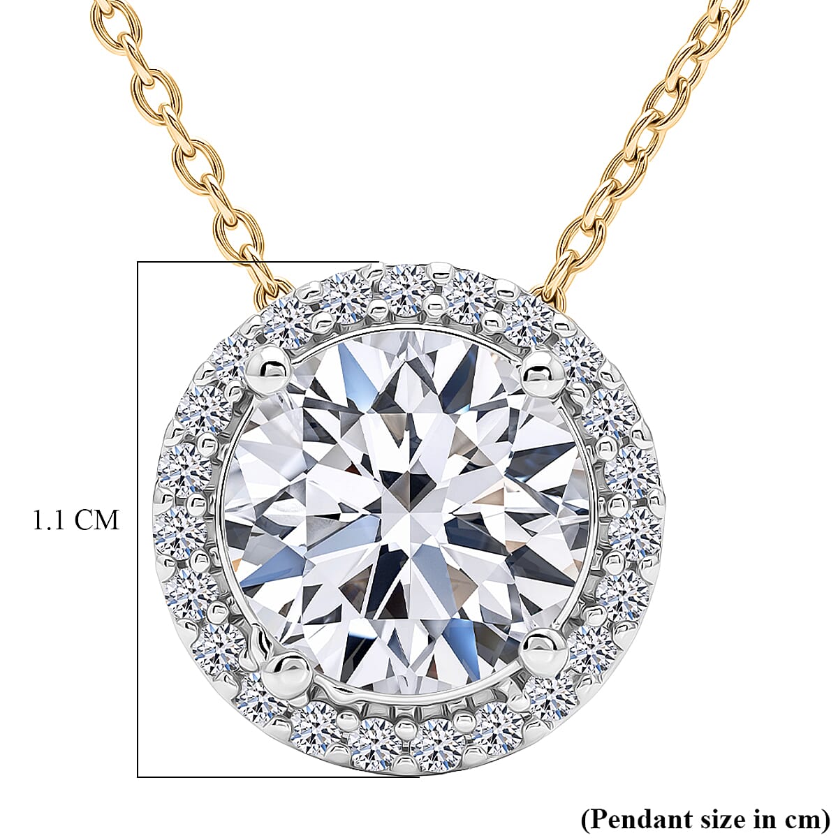 Luxuriant - Lab Grown Diamond (SI-G-H) Halo Pendant with Chain (Size 18-2 Ext) in 18K Vermeil Yellow Gold Plated Sterling Silver 2.00 Ct.