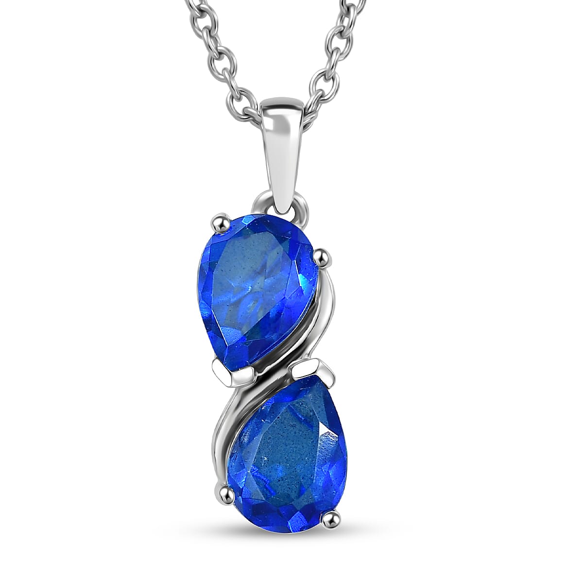 D'Joy - Ceylon Color Quartz Pendant with Chain (Size 20) in Platinum Overlay Sterling Silver 2.60 Ct.