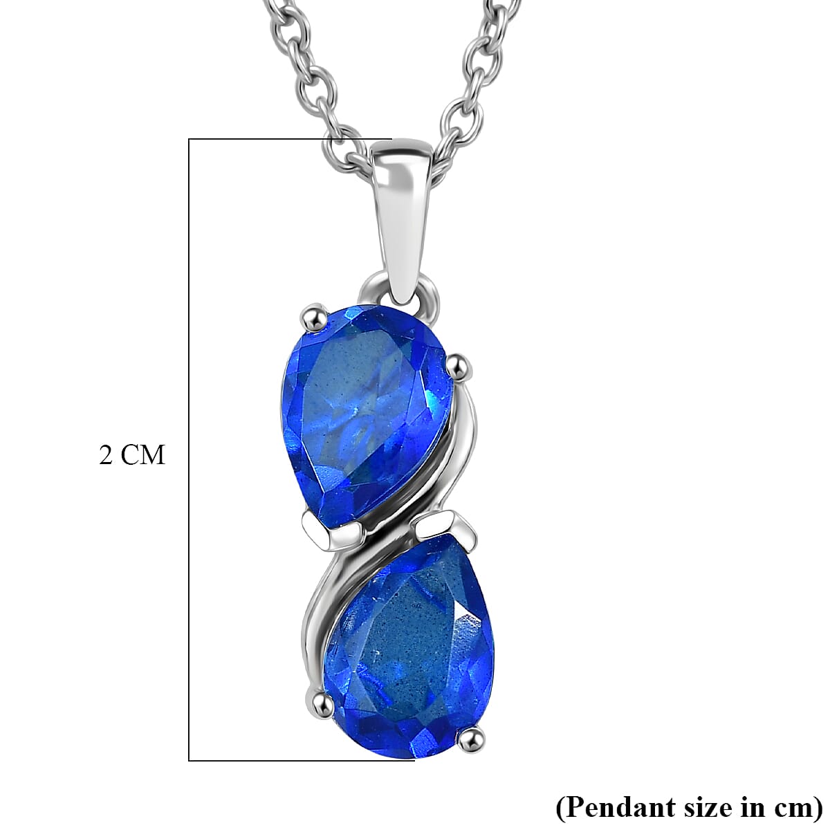 D'Joy - Ceylon Color Quartz Pendant with Chain (Size 20) in Platinum Overlay Sterling Silver 2.60 Ct.