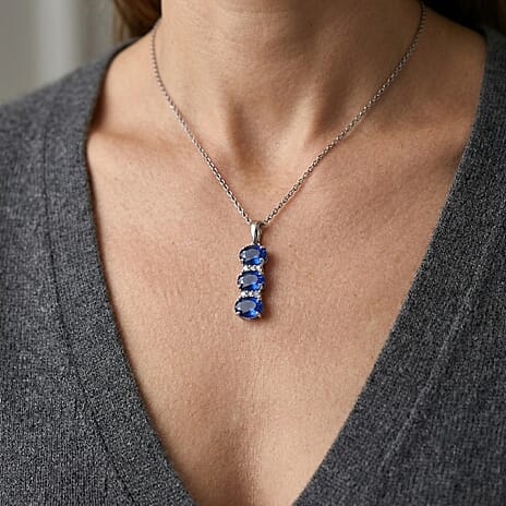 D'Joy - Ceylon Color Quartz & White Zircon Pendant in Platinum Overlay Sterling Silver with Chain (Size 20) 4.23 Ct.