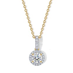 Luxuriant - SGL Certified Lab Grown Diamond (SI-G-H) Cushion Cut Halo Pendant with Chain (Size 20) in 18K Vermeil Yellow Gold Plated Sterling Silver 1.20 Ct.