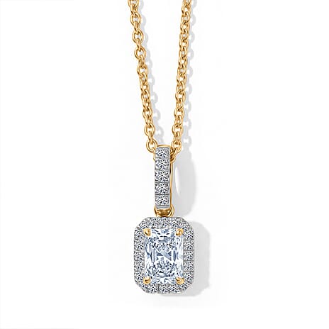 Luxuriant - SGL Certified Lab Grown Diamond (SI-G-H) Octagon Halo Pendant with Chain (Size 20) in 18K Vermeil Yellow Gold Plated Sterling Silver 1.20 Ct.