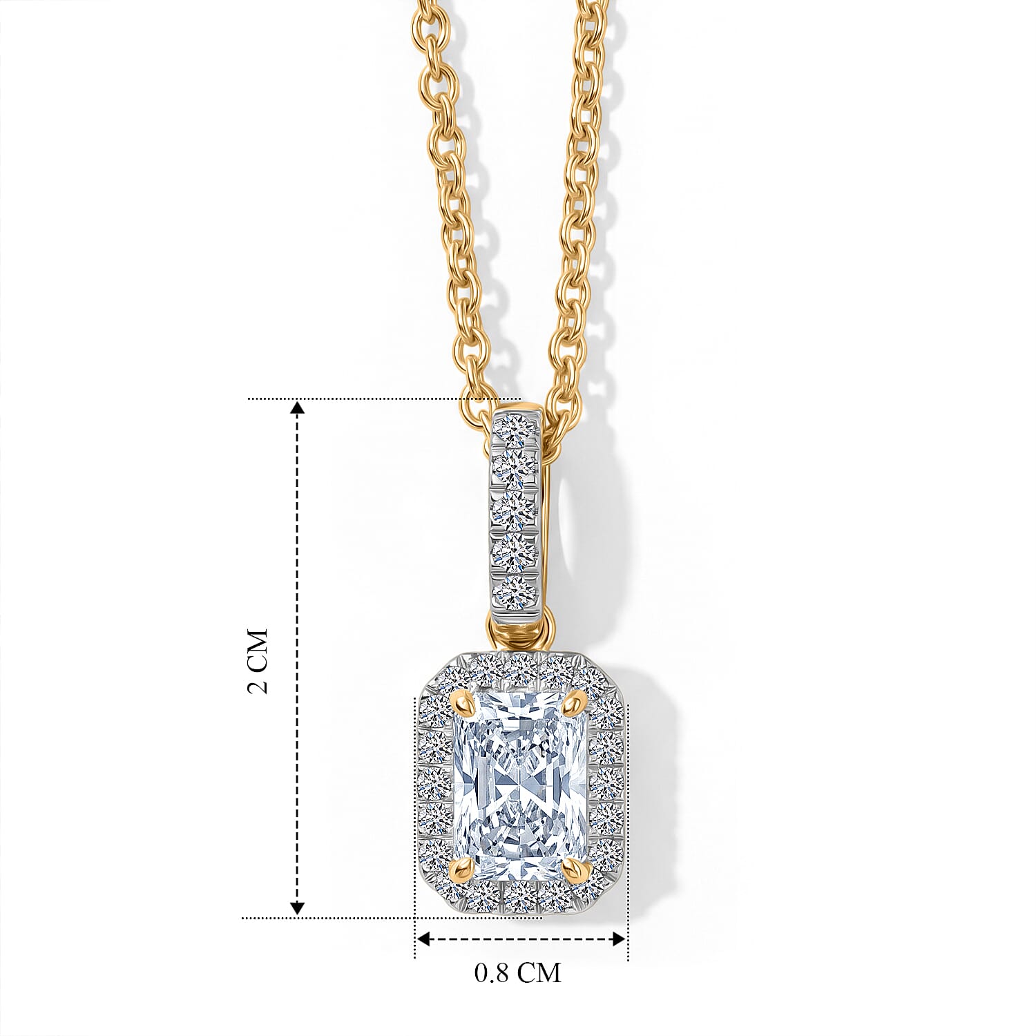 Luxuriant - SGL Certified Lab Grown Diamond (SI-G-H) Octagon Halo Pendant with Chain (Size 20) in 18K Vermeil Yellow Gold Plated Sterling Silver 1.20 Ct.