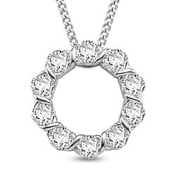 GRA Certified (D-VVS1) Moissanite Circle Cluster Pendant with Chain (Size 18) in Yellow Gold Plated Sterling Silver 1.10 Ct.