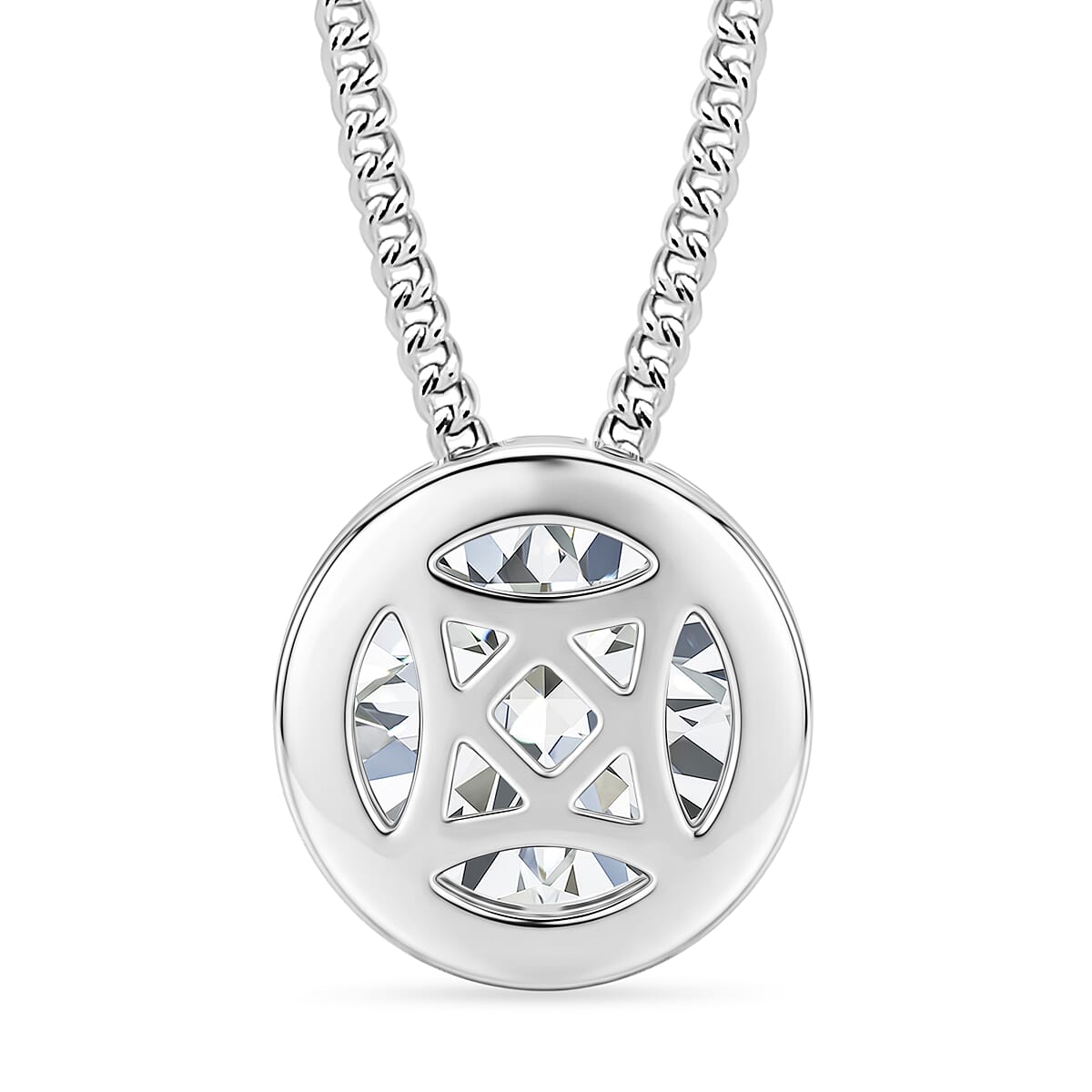 GRA Certified Moissanite Solitaire Pendant with Chain (Size 18) in Rhodium Overlay Sterling Silver 1.00 Ct.