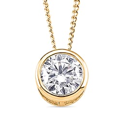 GRA Certified Moissanite Solitaire Pendant with Chain (Size 18) in Rhodium Overlay Sterling Silver 1.00 Ct.