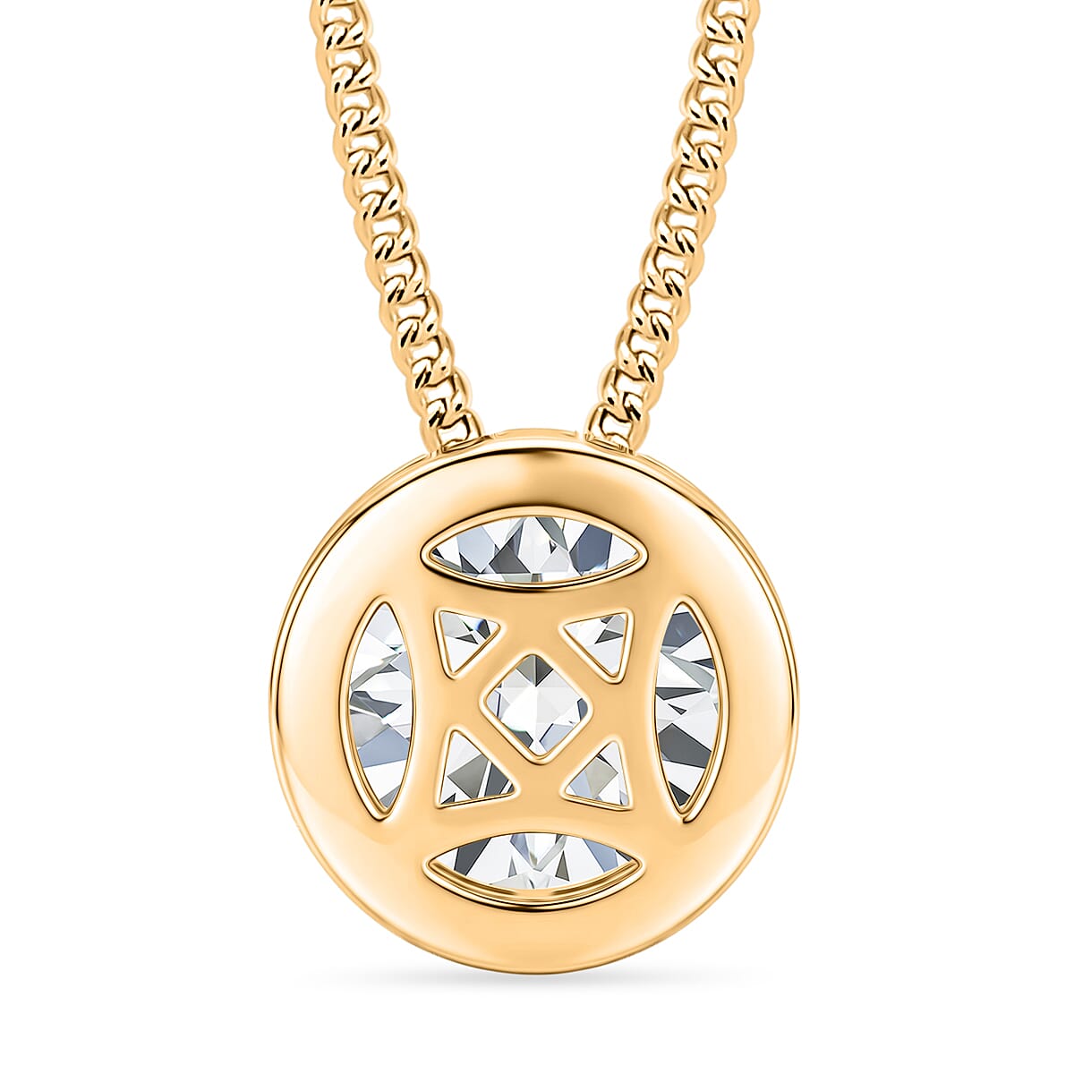 GRA Certified (D-VVS1) Moissanite Solitaire Pendant with Chain (Size 18) in Yellow Gold Plated Sterling Silver 1.00 Ct.
