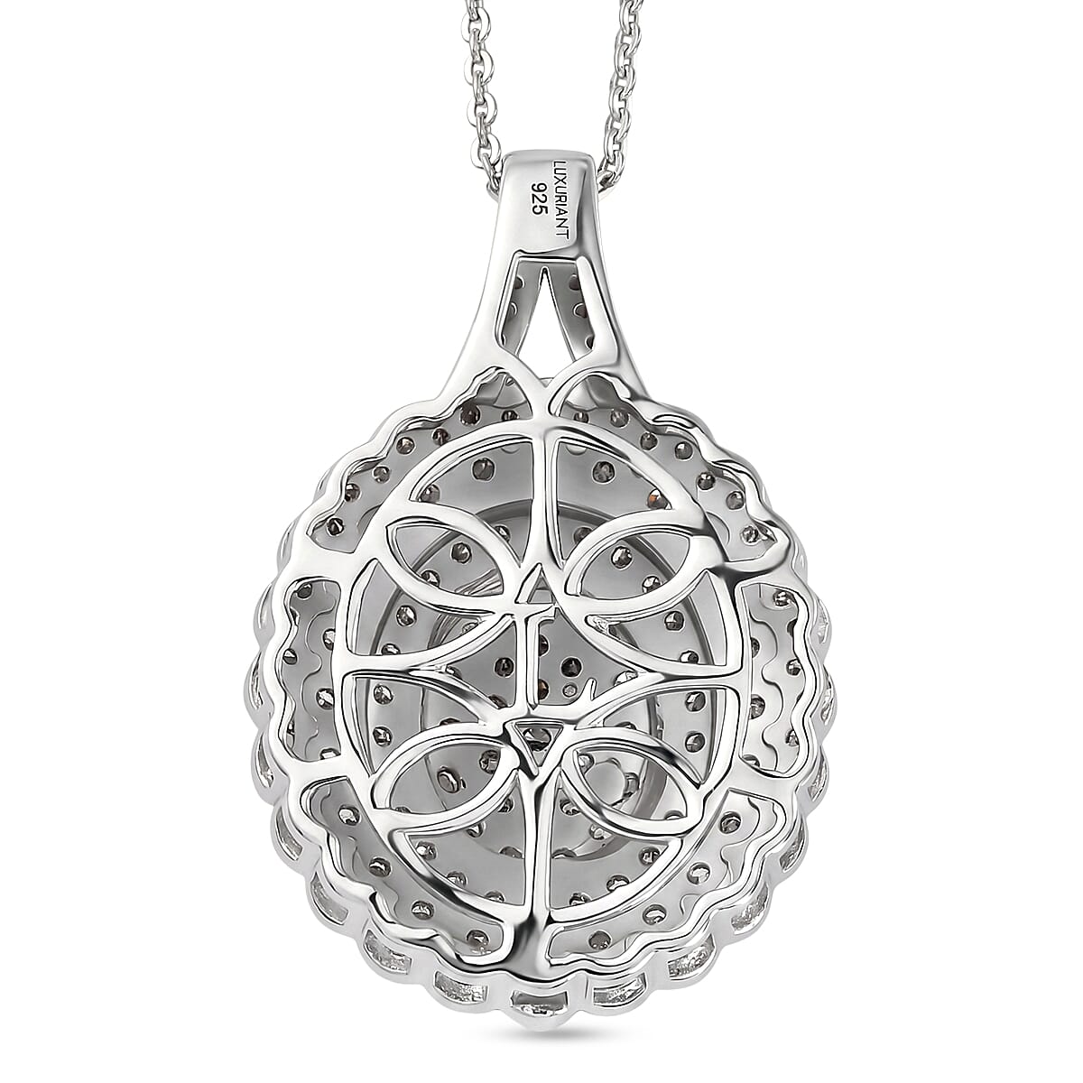 Luxuriant - Lab Grown Diamond (SI-G-H) Cluster Pendant with Chain (Size 20) in Rhodium Overlay Sterling Silver 2.00 Ct.