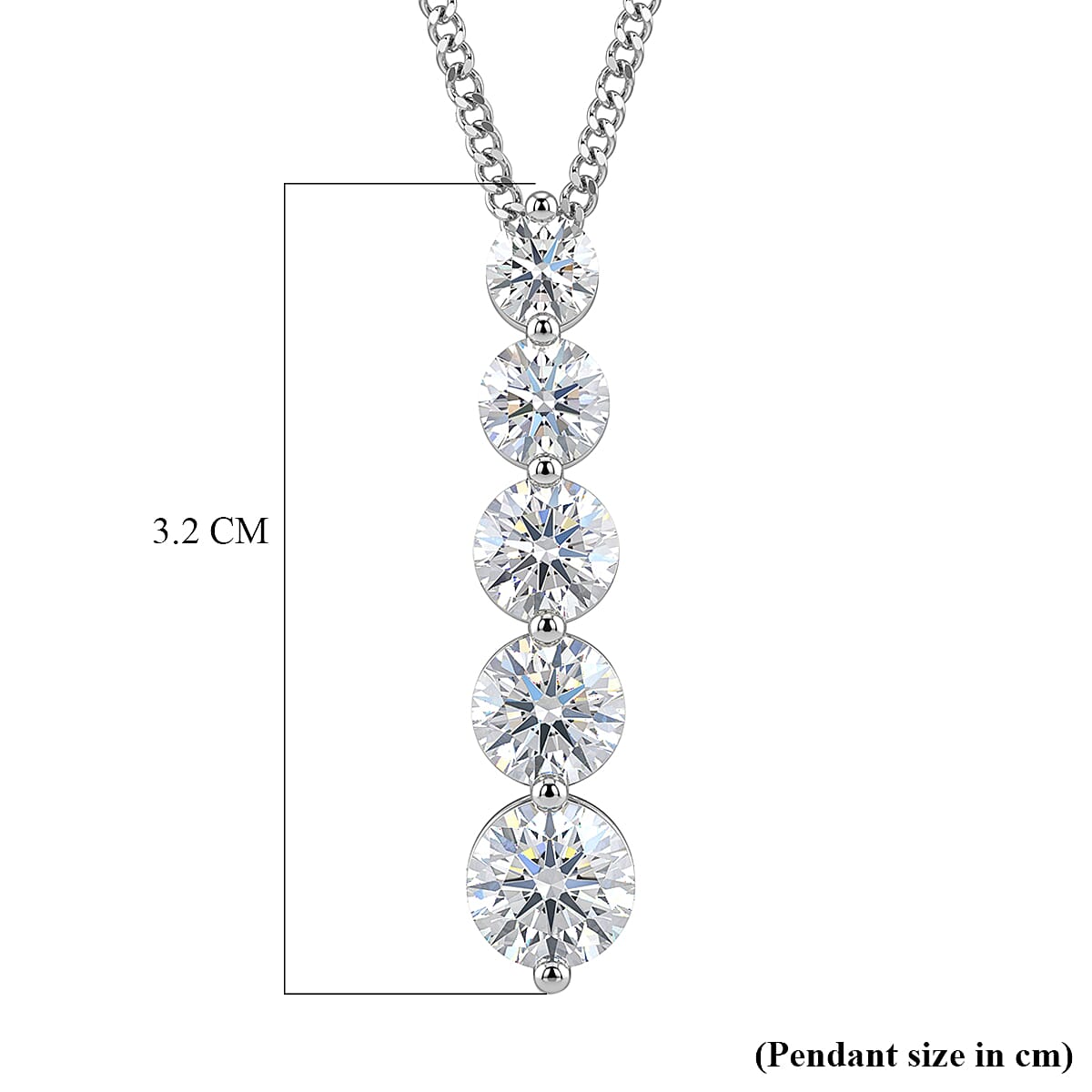 GRA Certified Moissanite Drop Pendant with Chain (Size 18) in Rhodium Overlay Sterling Silver 2.36 Ct.