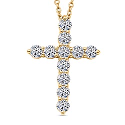 Luxuriant - Lab Grown Diamond (SI-G-H) Cross Pendant with Chain (Size 20) in Rhodium Overlay Sterling Silver 2.00 Ct.