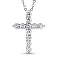 Luxuriant - Lab Grown Diamond (SI-G-H) Cross Pendant with Chain (Size 20) in Rhodium Overlay Sterling Silver 2.00 Ct.