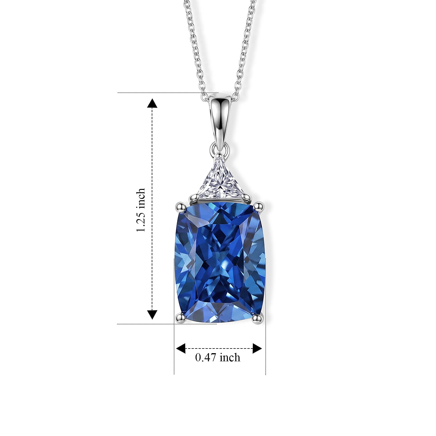 D'Joy - Ceylon Color Quartz & Moissanite Pendant with Chain (Size 20) in Rhodium Overlay Sterling Silver 12.64 Ct.