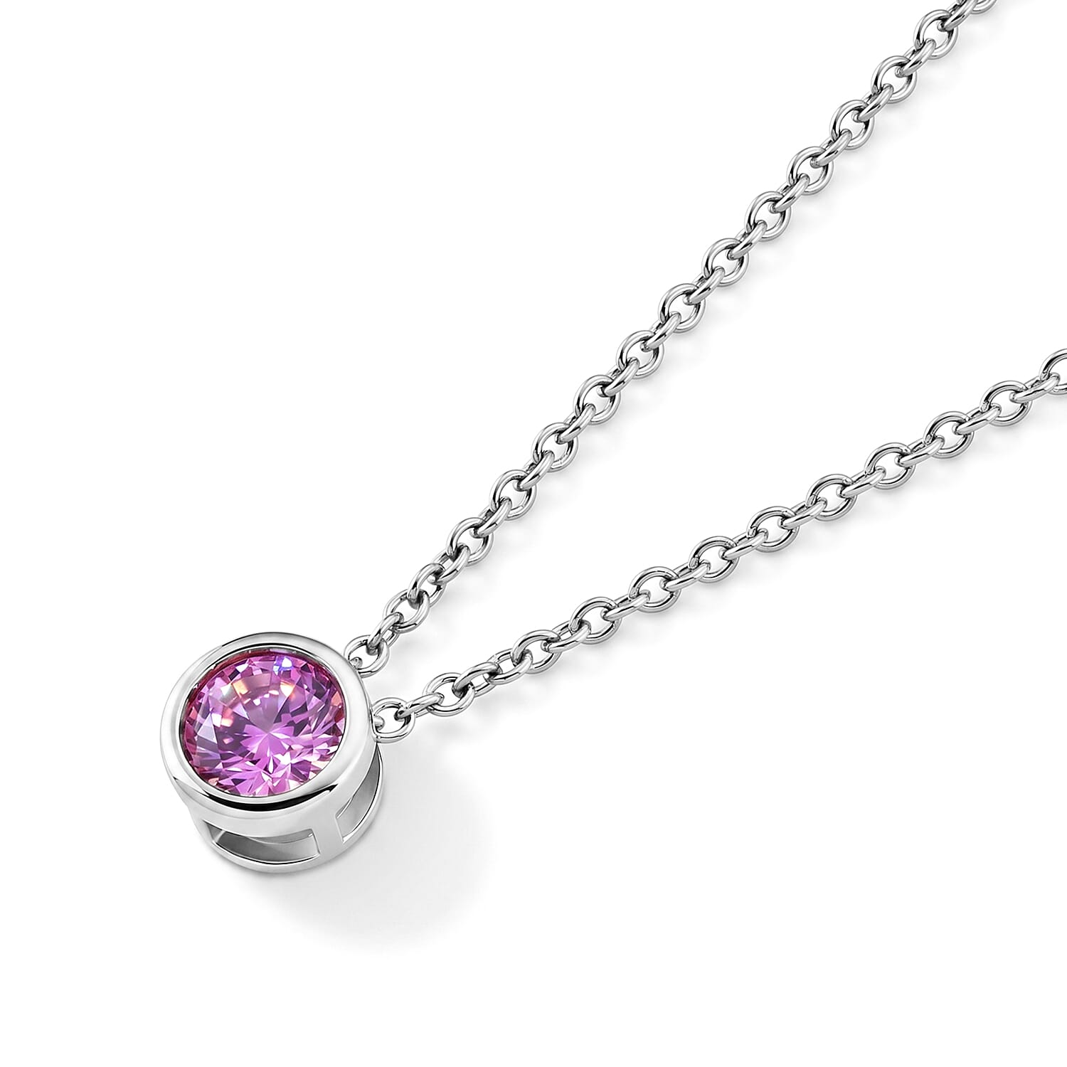 Pink Moissanite Pendant with Chain (Size 20) in Rhodium Overlay Sterling Silver  0.760  Ct.