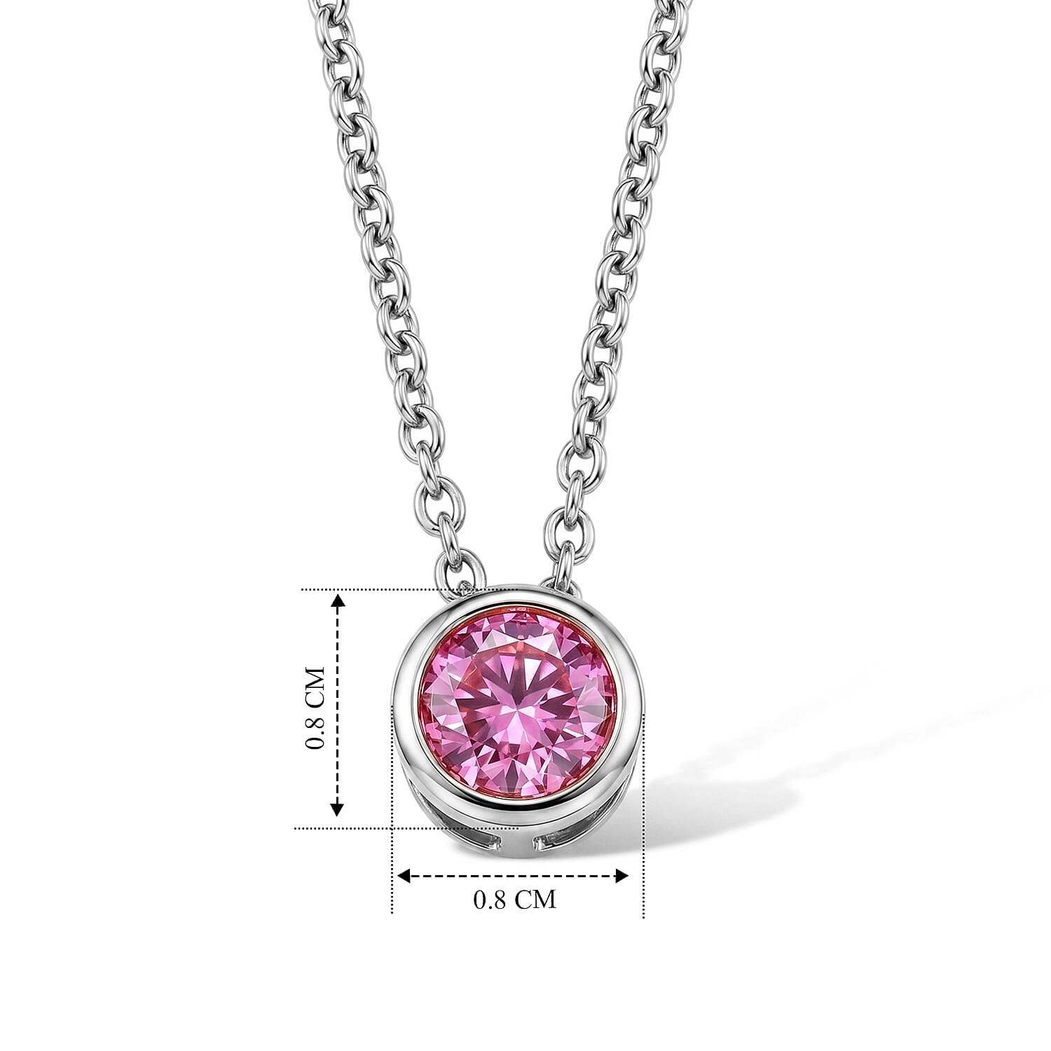 Pink Moissanite Pendant with Chain (Size 20) in Rhodium Overlay Sterling Silver  0.760  Ct.