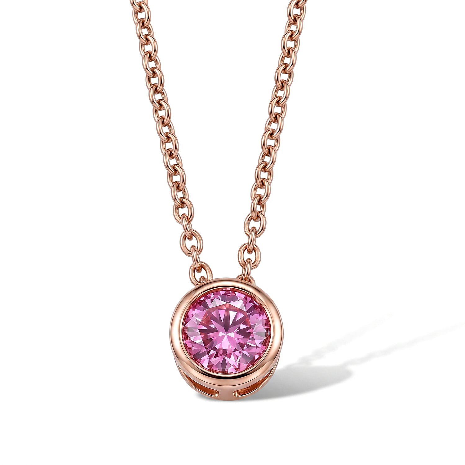 Pink Moissanite Pendant with Chain (Size 20) Mix Metal  0.760  Ct.