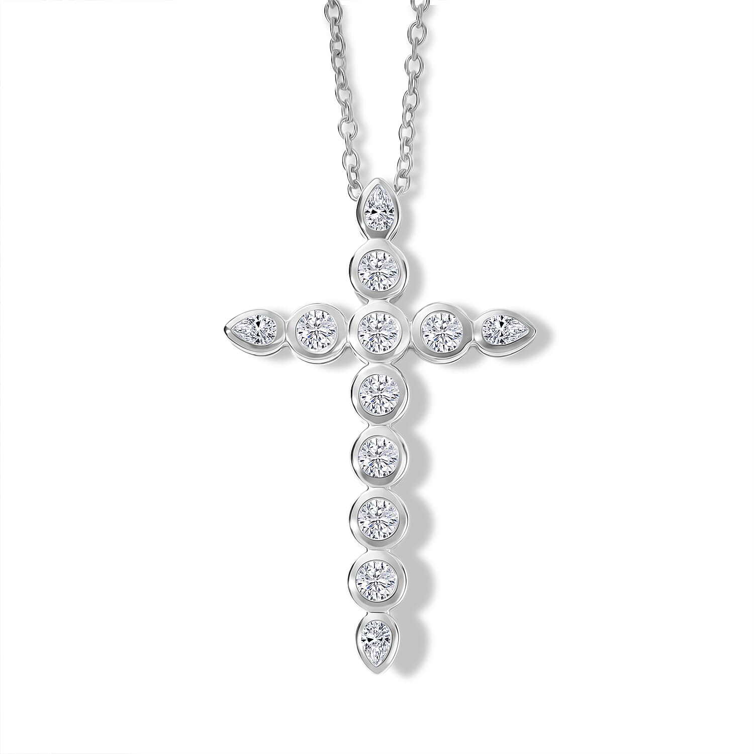 Luxuriant - Lab Grown Diamond (SI-G-H) Pendant with Chain (Size 20) in Rhodium Overlay Sterling Silver 2.00 Ct.