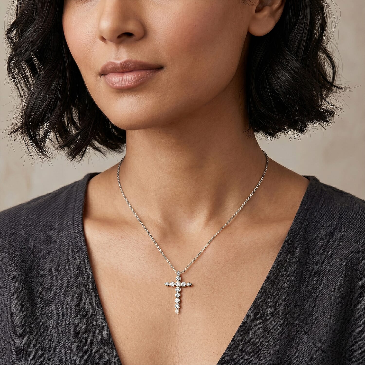 Luxuriant - Lab Grown Diamond (SI-G-H) Pendant with Chain (Size 20) in Rhodium Overlay Sterling Silver 2.00 Ct.