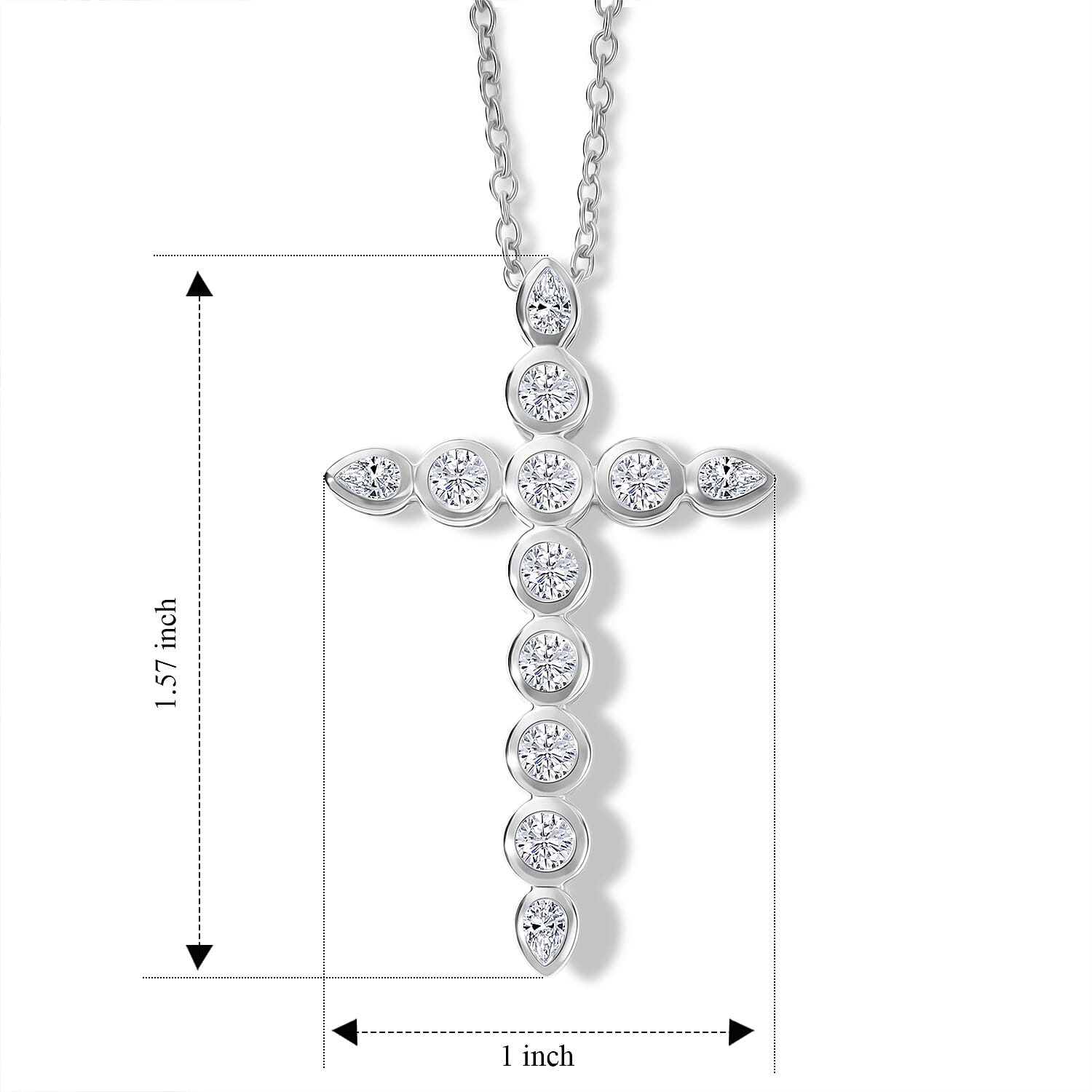 Luxuriant - Lab Grown Diamond (SI-G-H) Pendant with Chain (Size 20) in Rhodium Overlay Sterling Silver 2.00 Ct.