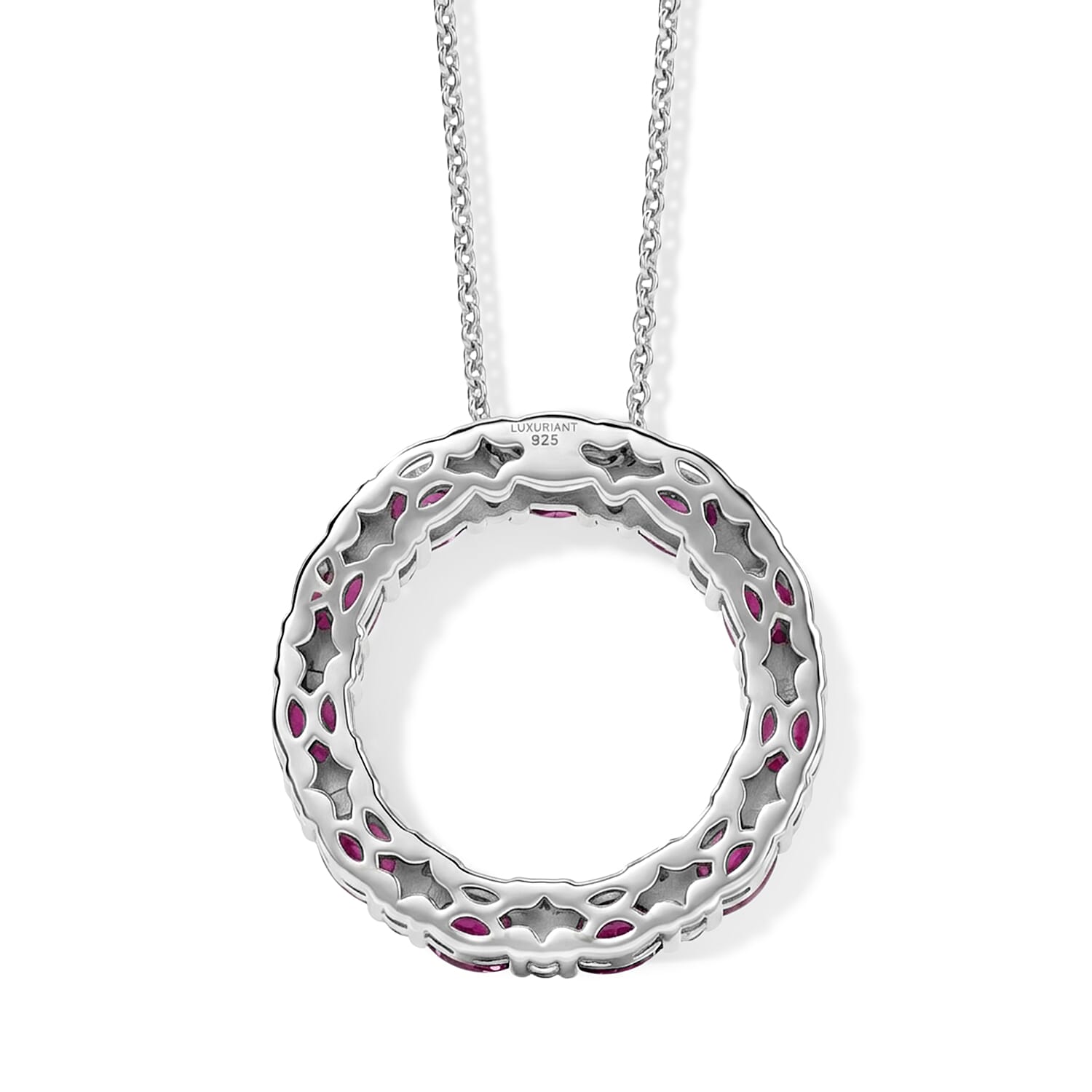 Luxuriant - Radiant Ember Garnet & Lab Grown Diamond (SI-G-H) Pendant with Chain (Size 20) in Rhodium Overlay Sterling Silver 2.66 Ct.