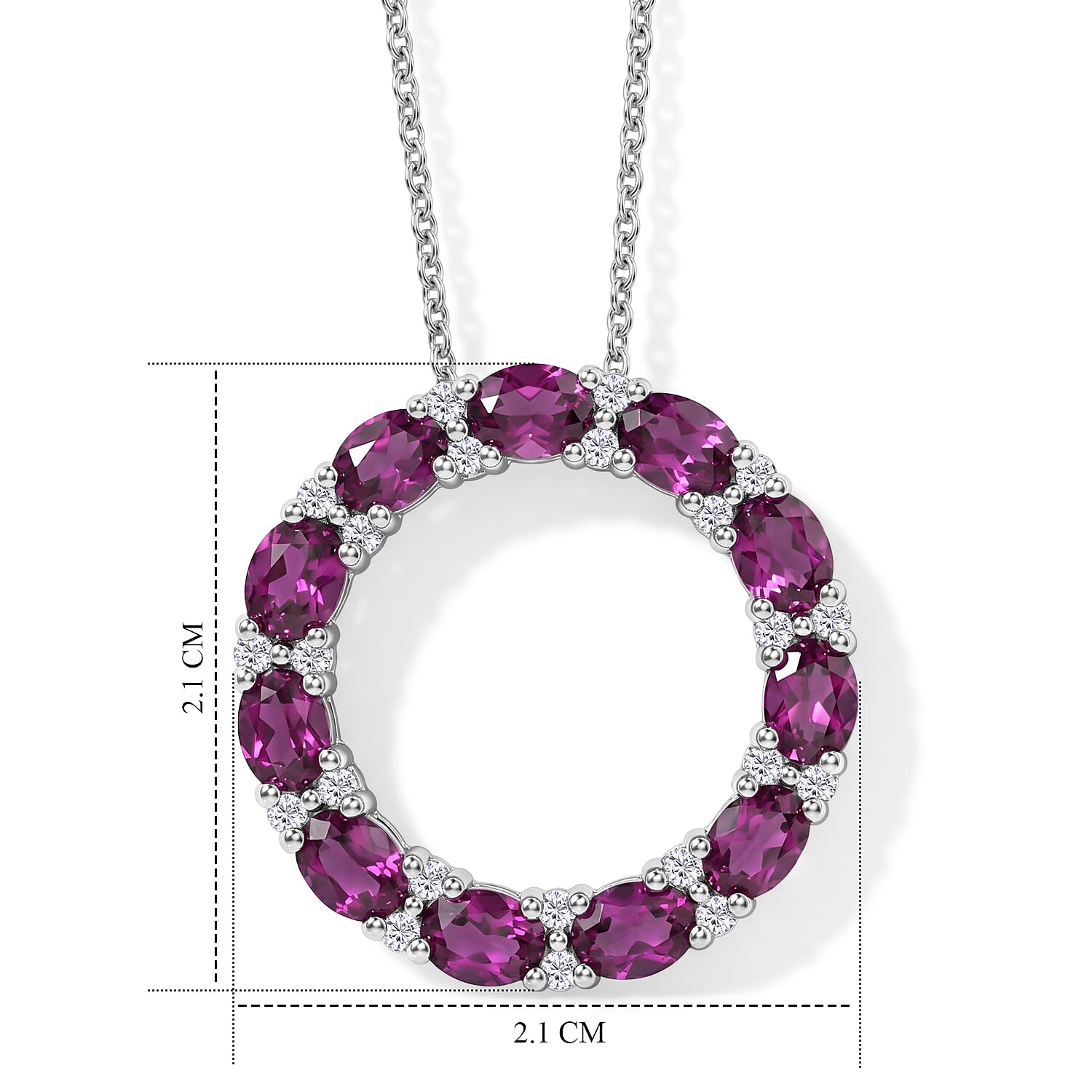 Luxuriant - Radiant Ember Garnet & Lab Grown Diamond (SI-G-H) Pendant with Chain (Size 20) in Rhodium Overlay Sterling Silver 2.66 Ct.