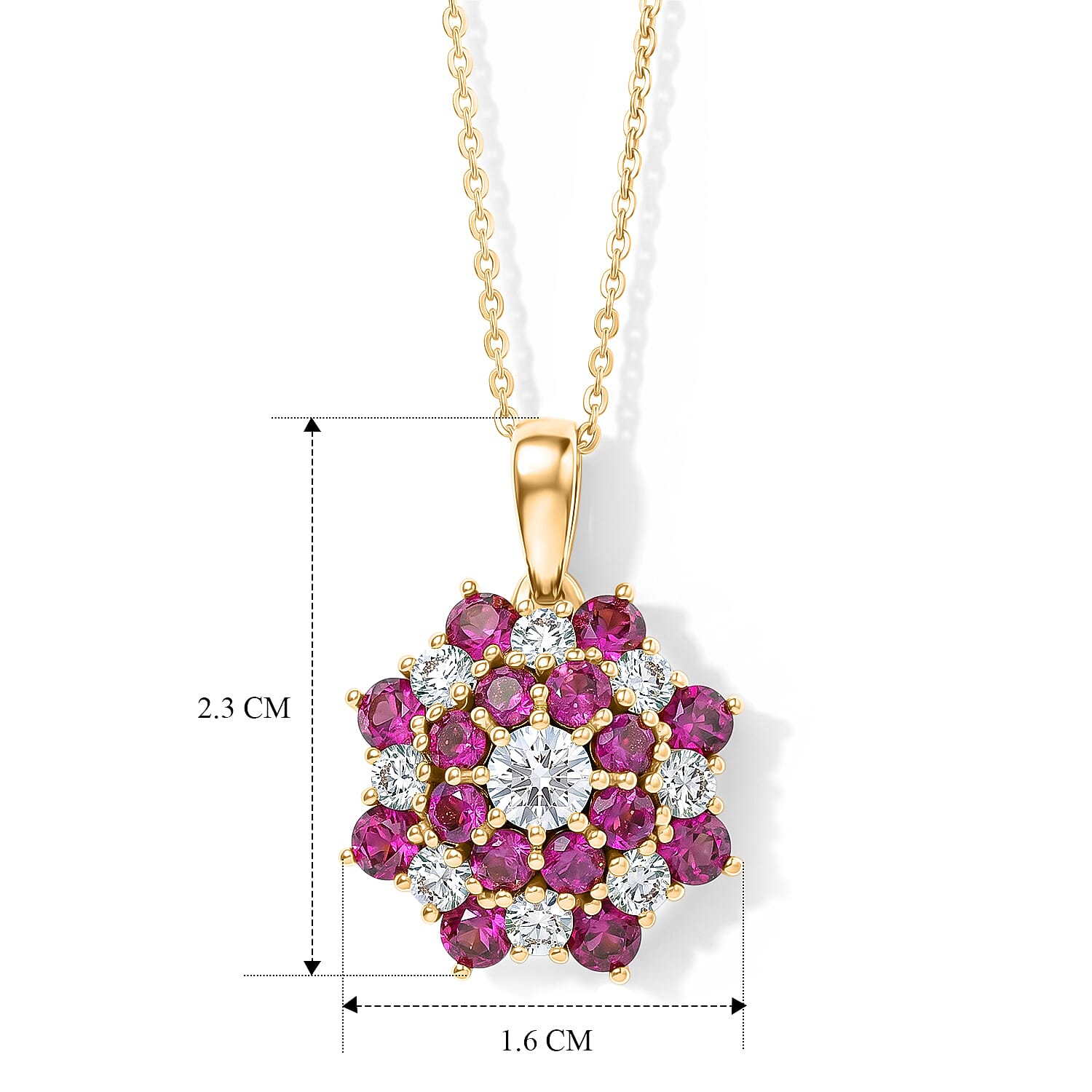 Luxuriant - Radiant Ember Garnet & Lab Grown Diamond (SI-G-H) Pendant with Chain (Size 20) in 18K Vermeil Yellow Gold Plated Sterling Silver 2.80 Ct.