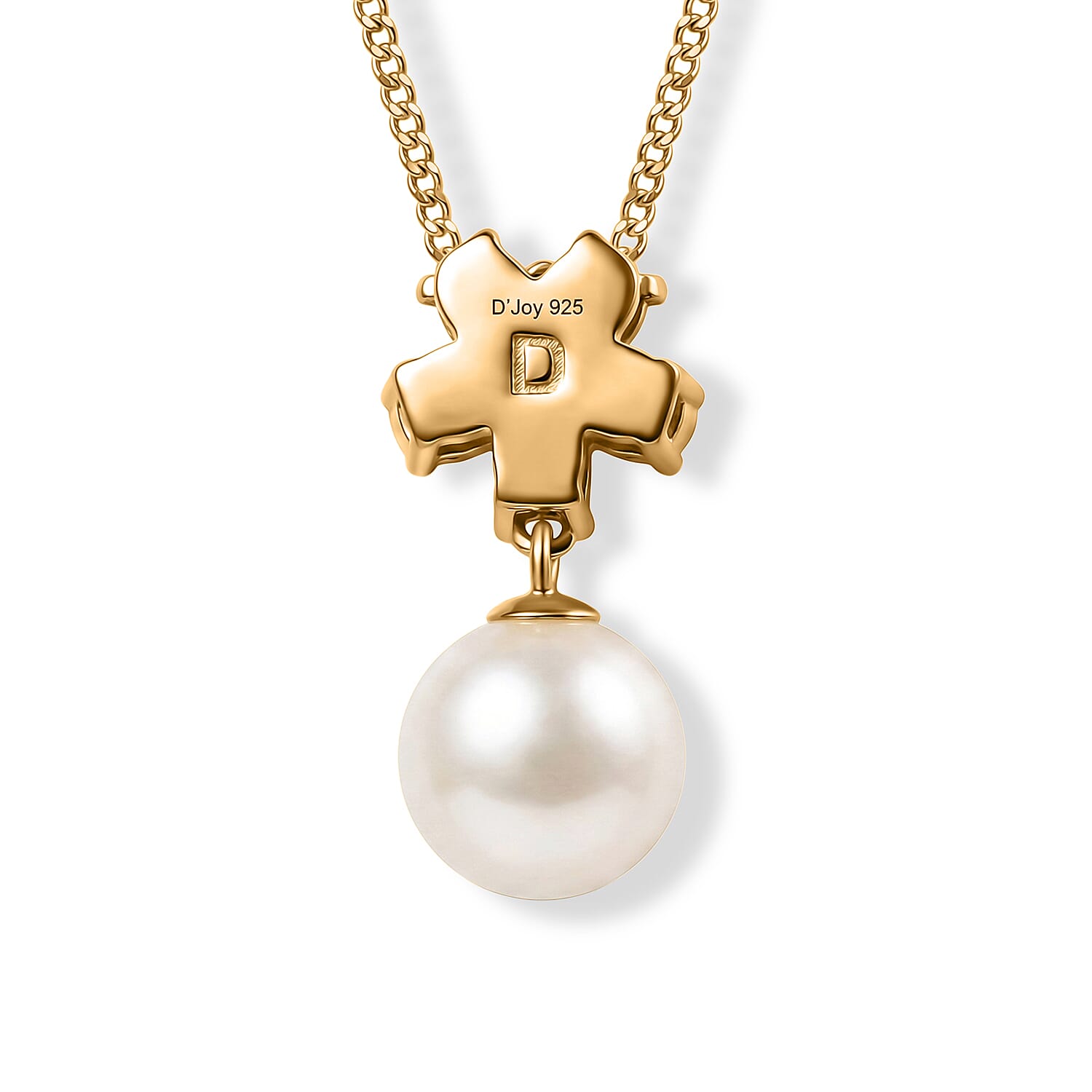 White Edison Pearl, Ethiopian Opal & White Zircon Drop Pendant with Chain (Size 18) in Yellow Gold Plated Sterling Silver 8.54 Ct.