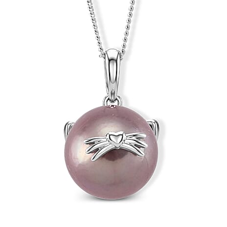D'Joy - Premium Multi Color Edison Pearl (12-13mm) Ball Drop Pendant with Chain (Size 18) in Rhodium Overlay Sterling Silver 13.50 Ct.