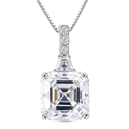 D'Joy - Moissanite Pendant with Chain (Size 20) in Rhodium Overlay Sterling Silver 6.30 Ct.