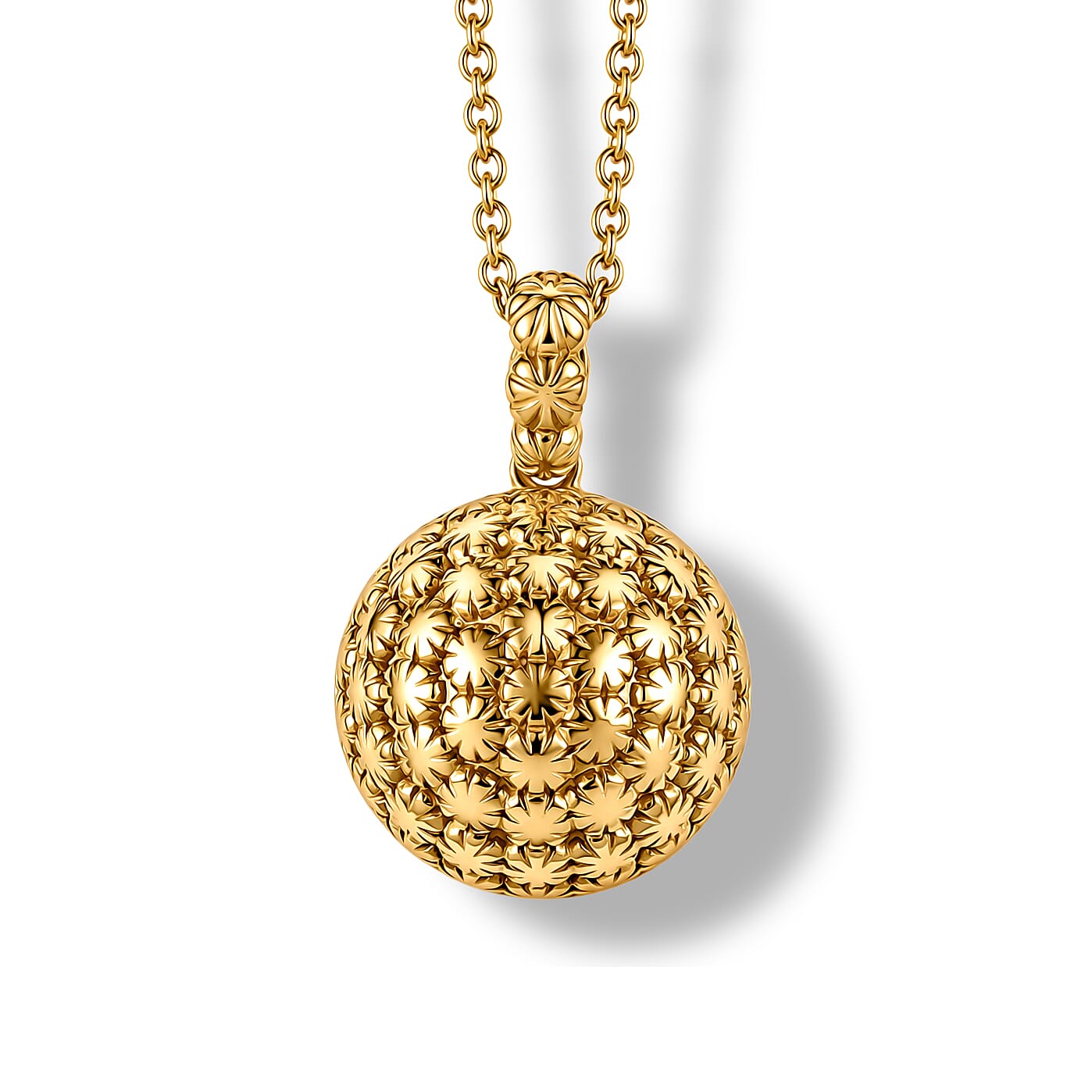 EverTrue Bronzella Collection - Textured Spherical Pendant with Chain (Size 20) in 18K Gold Plating