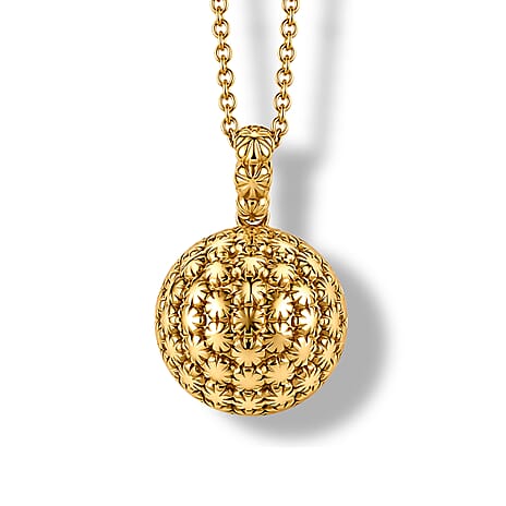 EverTrue Bronzella Collection - Textured Spherical Pendant with Chain (Size 20) in 18K Gold Plating