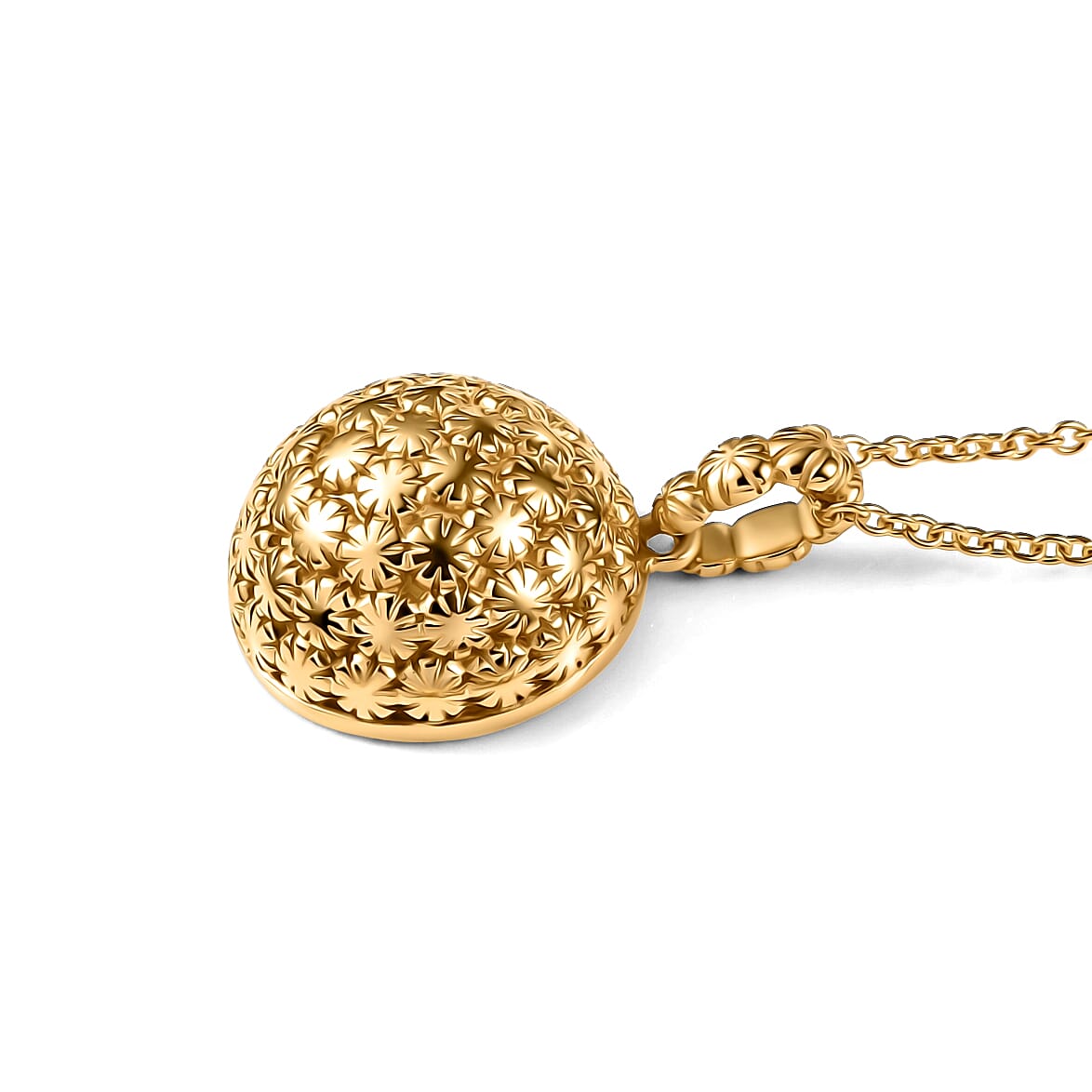 EverTrue Bronzella Collection - Textured Spherical Pendant with Chain (Size 20) in 18K Gold Plating