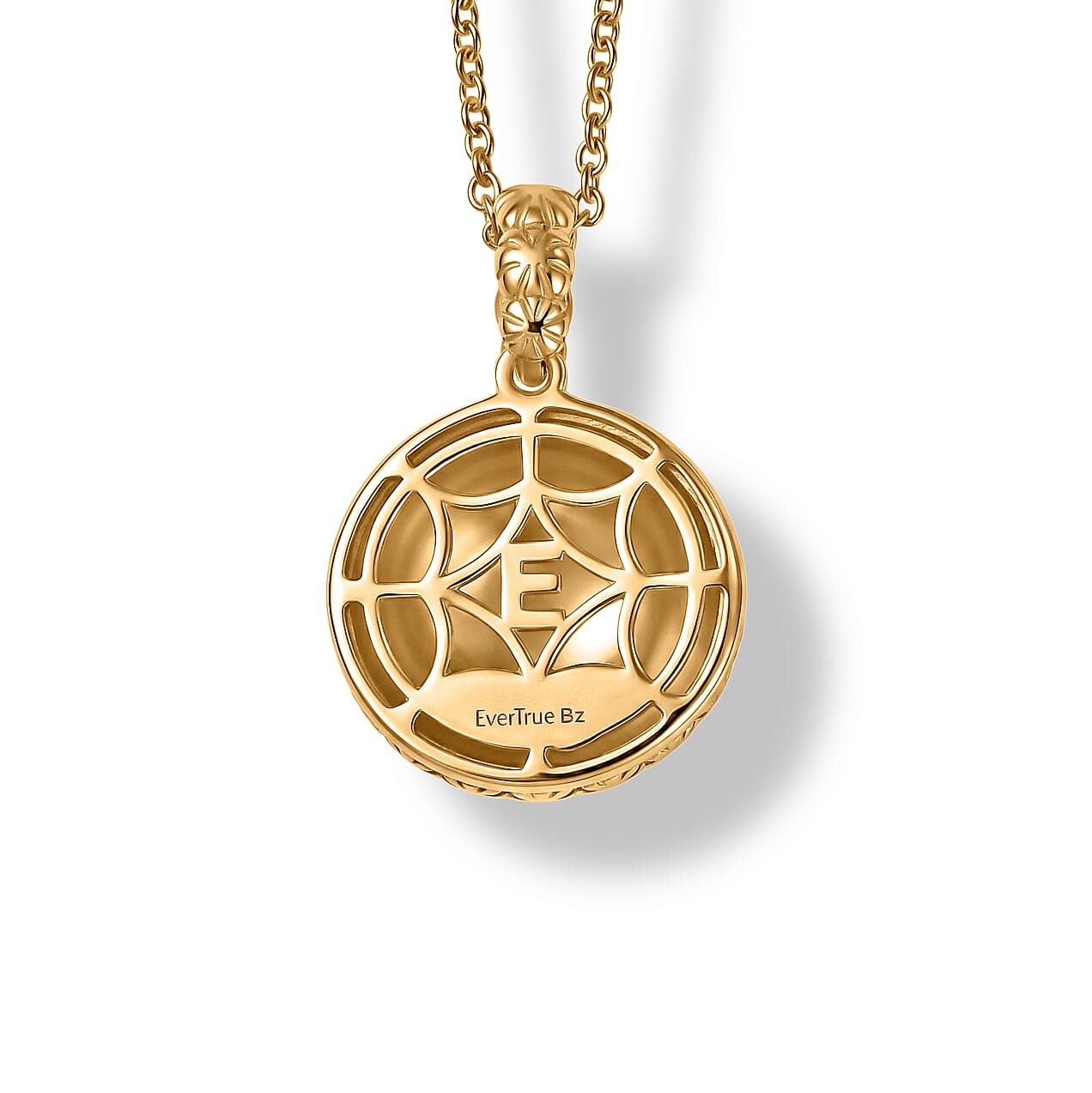 EverTrue Bronzella Collection - Textured Spherical Pendant with Chain (Size 20) in 18K Gold Plating