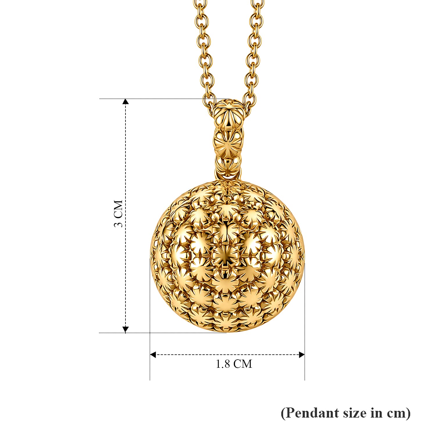 EverTrue Bronzella Collection - Textured Spherical Pendant with Chain (Size 20) in 18K Gold Plating