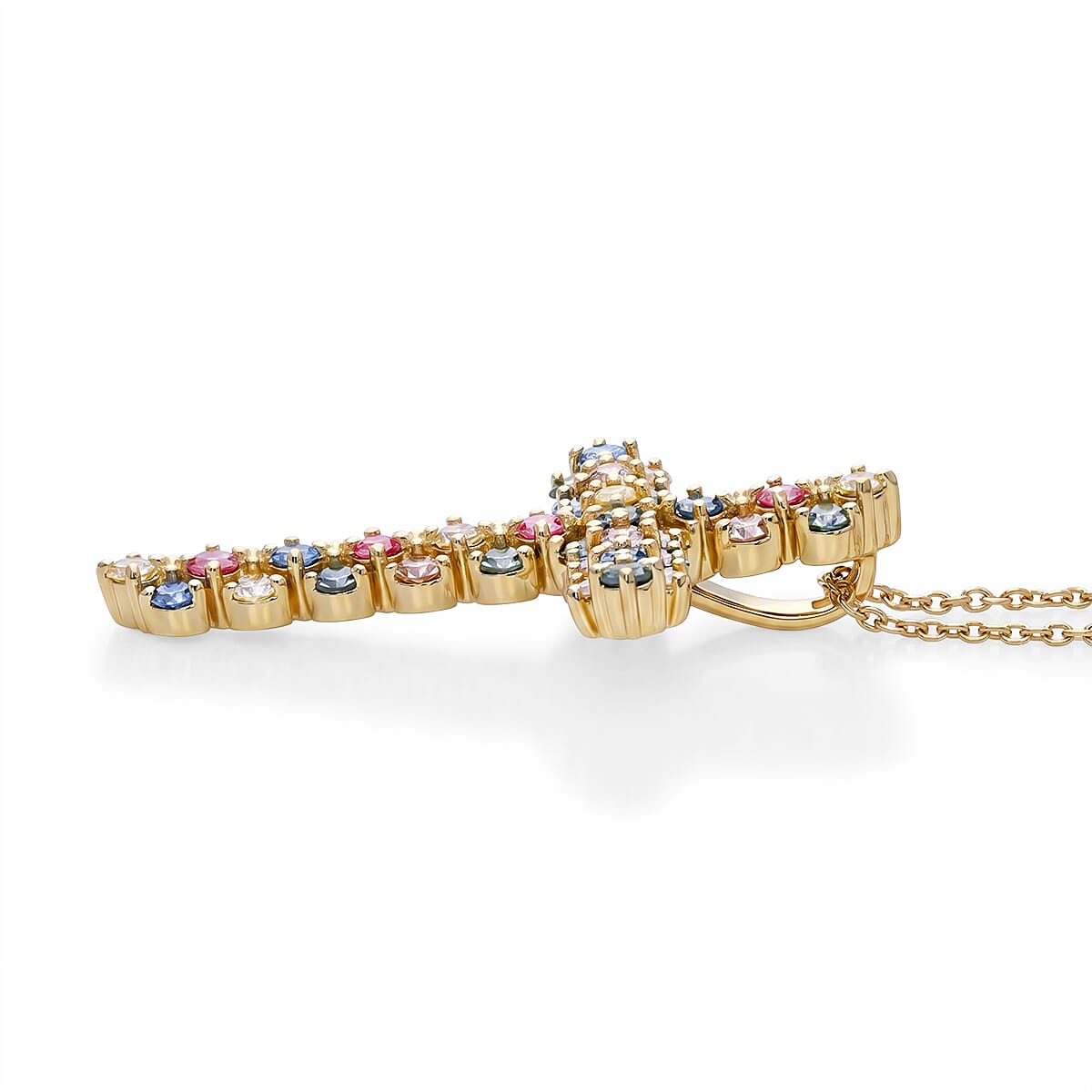 Lab Grown Multi-Diamond (SI-G-H) Pendant with Chain (Size 18-2 Ext) in 18K Vermeil Yellow Gold Plated Sterling Silver
