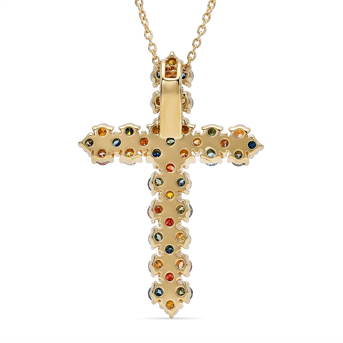 Lab Grown Multi-Diamond (SI-G-H) Pendant with Chain (Size 18-2 Ext) in 18K Vermeil Yellow Gold Plated Sterling Silver
