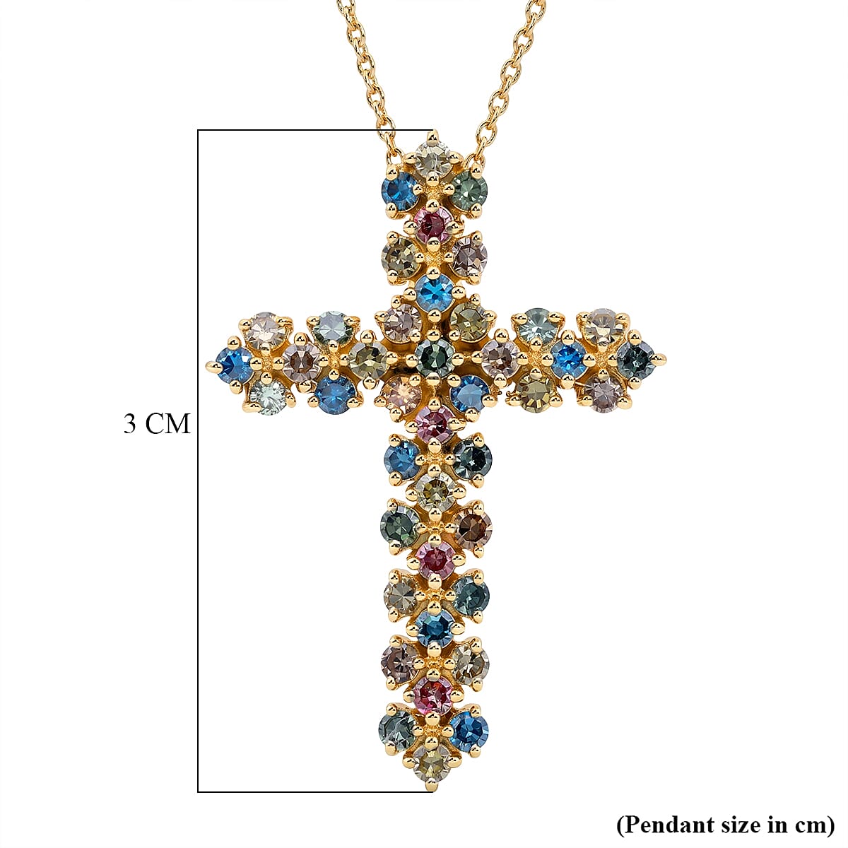 Lab Grown Multi-Diamond (SI-G-H) Pendant with Chain (Size 18-2 Ext) in 18K Vermeil Yellow Gold Plated Sterling Silver