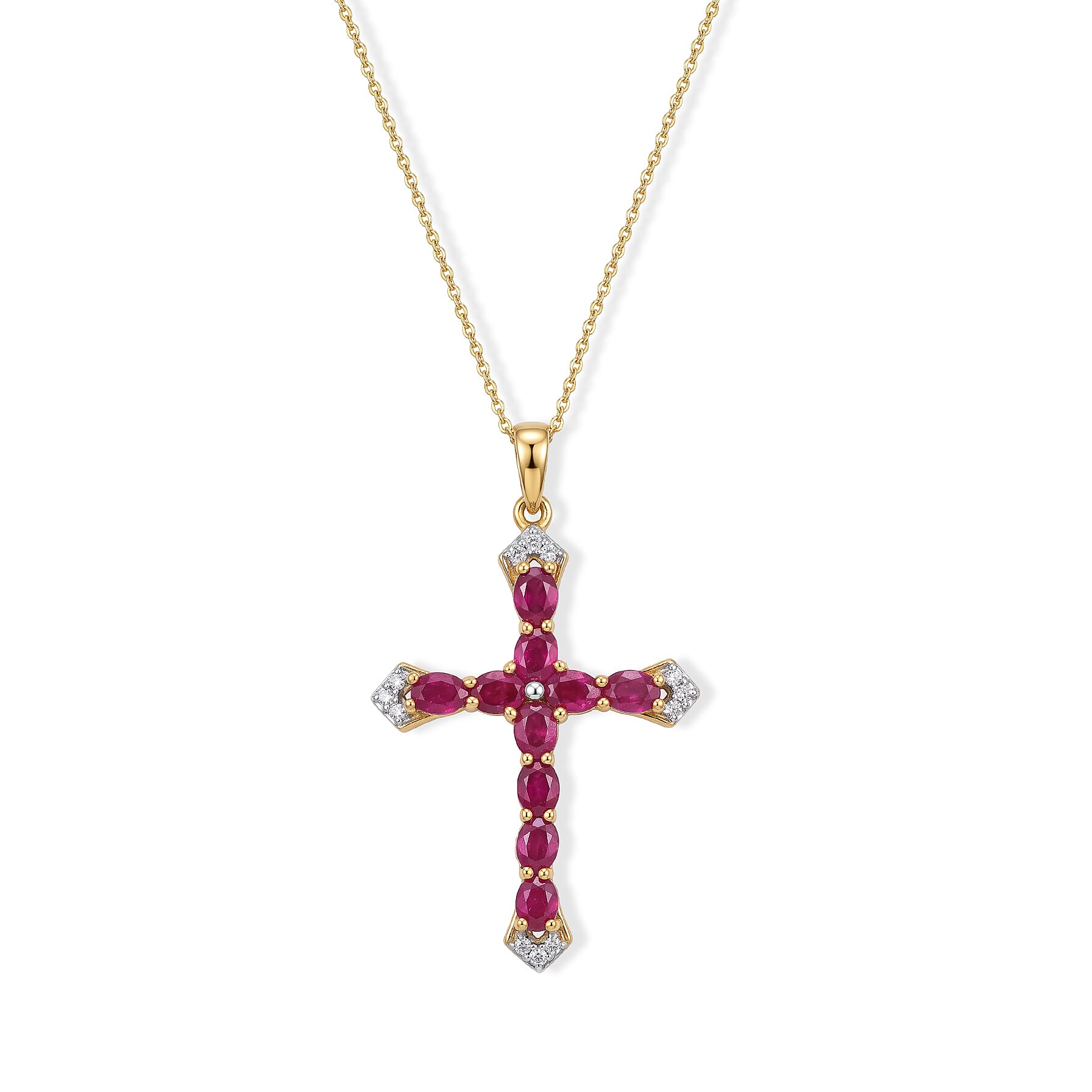 African Ruby,  White Zircon Pendant with Chain (Size 20)  Sterling Silver 0.69 ct  Silver Wt. 5.25 Gms  2.890  Ct.