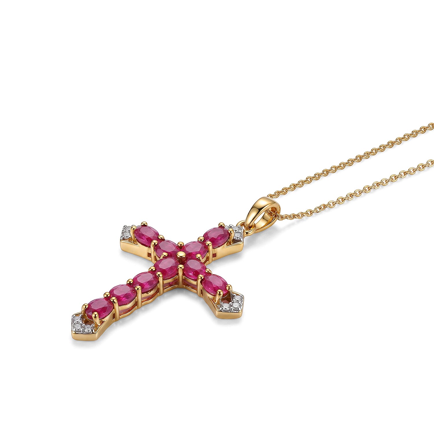 African Ruby,  White Zircon Pendant with Chain (Size 20)  Sterling Silver 0.69 ct  Silver Wt. 5.25 Gms  2.890  Ct.